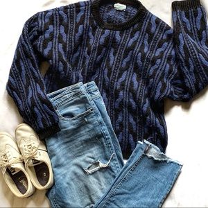 Vintage 80s Benetton Black & Blue Sweater